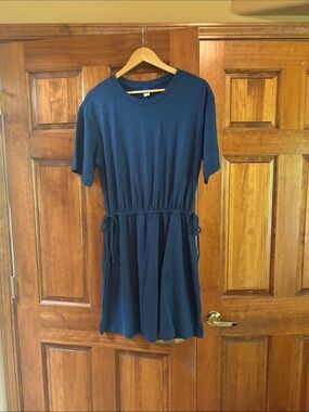 Old Navy Navy Blue Midi Dress with Drawstring Waist